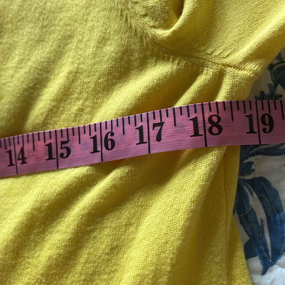 Talbots Vibrant Yellow Prima Cotton Tunic Lightweight Sweater Size Medium - Picture 7 of 8